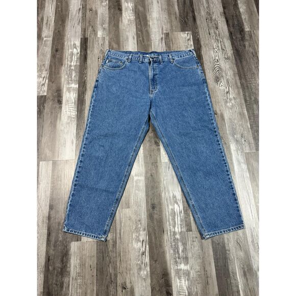 Carhartt B17 STW Jeans Mens 44x30 Relaxed Fit Blue Denim Vintage Work Pants Y2K - Picture 1 of 5